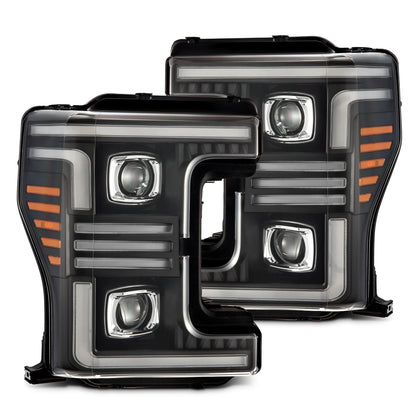 AlphaRex 17-19 Ford Super Duty MKII PRO-Series Halogen Projector Headlights Black