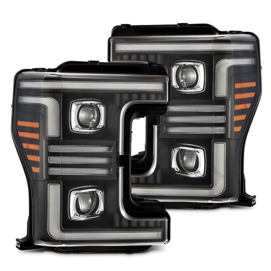 AlphaRex 17-19 Ford Super Duty MKII PRO-Series Halogen Projector Headlights Black