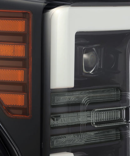 AlphaRex 17-19 Ford Super Duty PRO-Series Halogen Projector Headlights Jet Black