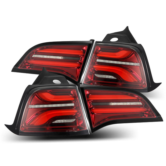 AlphaRex 17-23 Tesla Model 3 / 20-24 Model Y (Without Stock Amber Turn Signal) PRO-Series LED Tail Lights Red Smoke