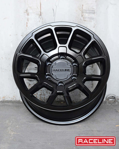 (set of 4) Raceline 950 Gauge Satin Black | 15x8" -24mm | 6x139.7mm Wheel