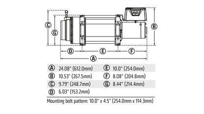 WARN 17801 M12 12000 lb Winch 125' 3/8 Wire Cable Heavy Series