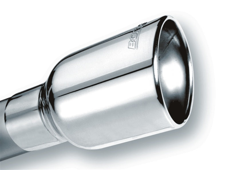 Borla 2.5in Inlet 4in Round Rolled Angle-Cut SS Exhaust Tip w/Clamp | Universal (20156)