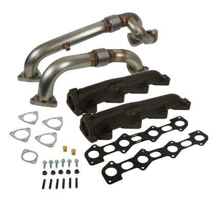 BD Diesel 08-10 Ford 6.4L Powerstroke Up Pipes & Manifold Set | F-250/F-350 (1041484)
