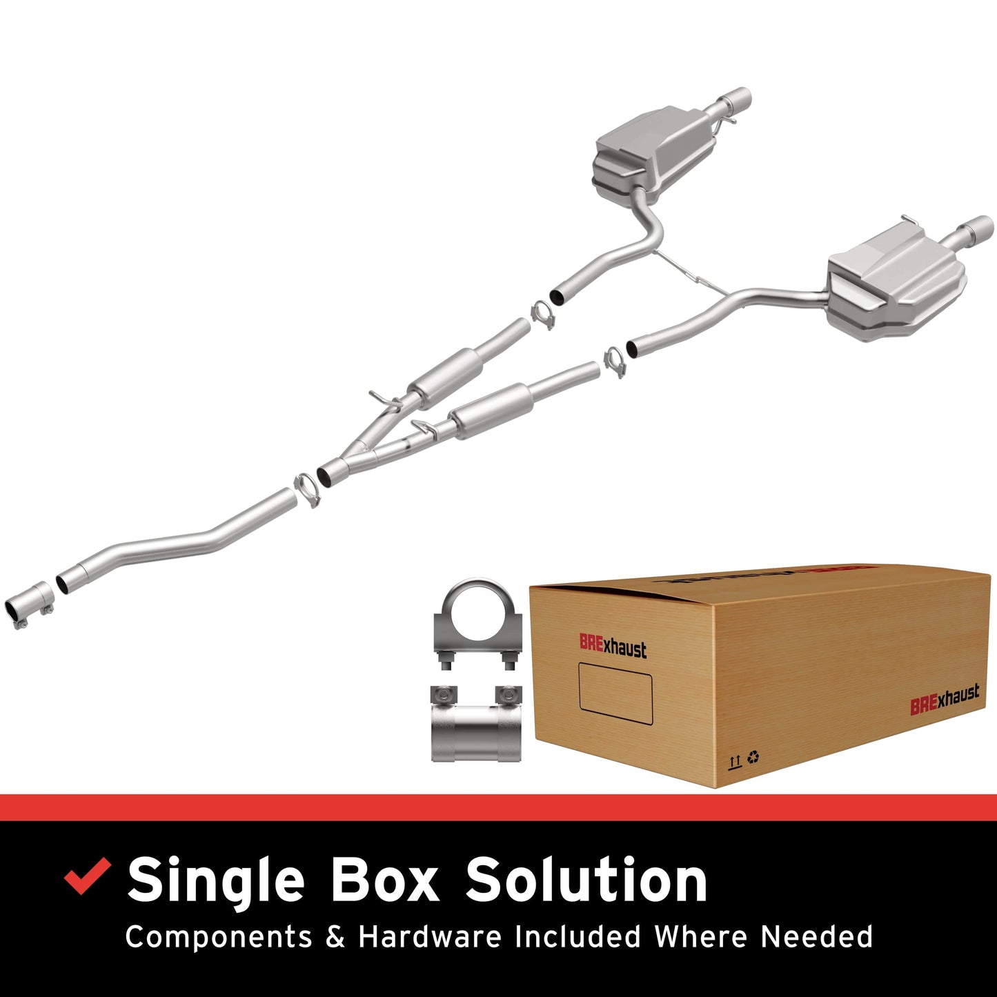 BRExhaust 2005-2008 Audi A4 Quattro 2.0L Direct-Fit Replacement Exhaust System