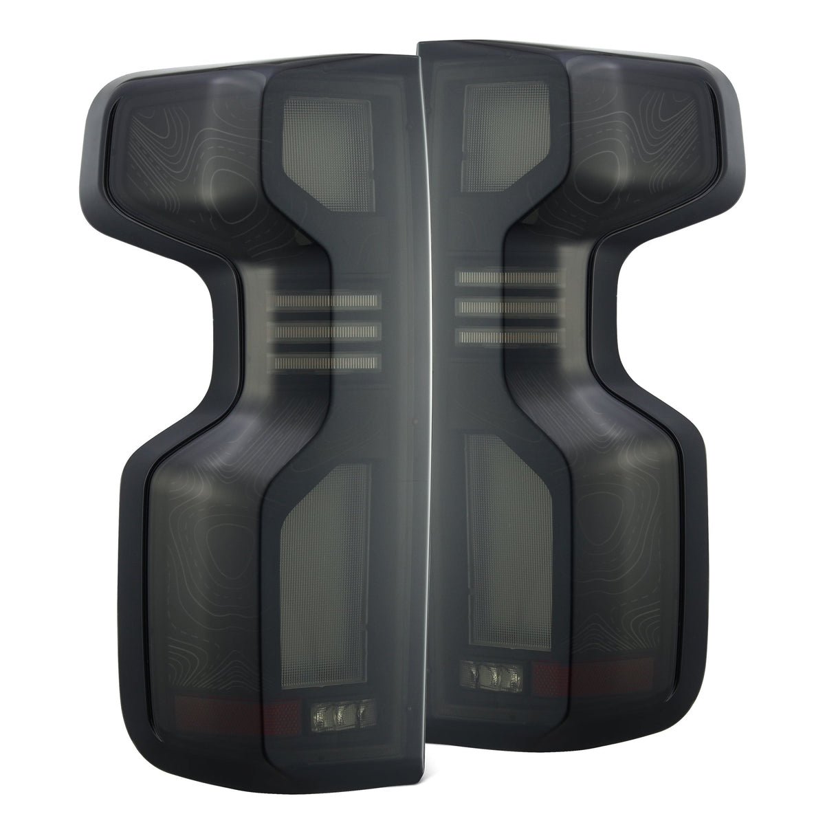 AlphaRex 19+Cheverolet 1500/2500HD/3500HD Silverado Luxx Series LED TailLights Alpha-Black Top-Etch