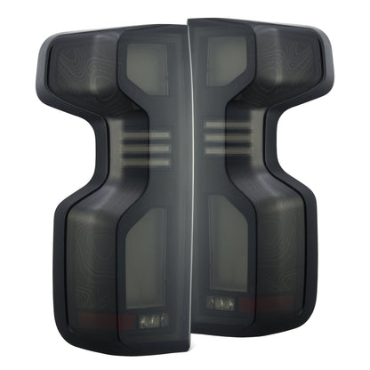 AlphaRex 19+Cheverolet 1500/2500HD/3500HD Silverado Luxx Series LED TailLights Alpha-Black Top-Etch