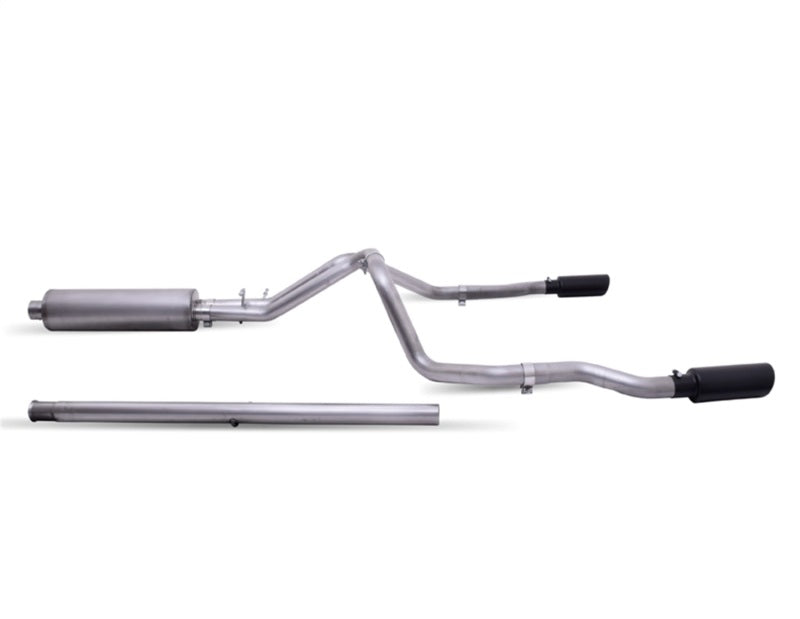 Gibson Black Elite 2.5in Dual Split Exhaust | Chevrolet Silverado 6.6L (20-21) (65713B)