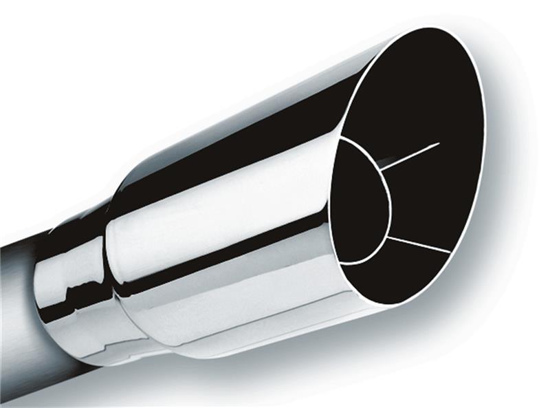 Borla 20120 Polished Tip Single Round Angle-Cut | Universal (20120)