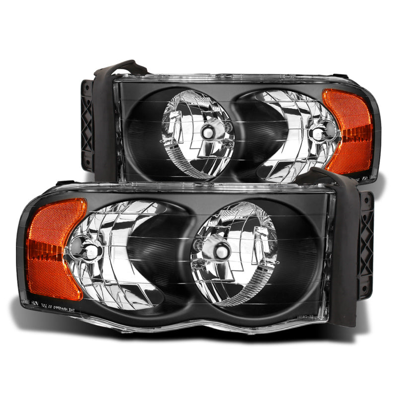 Raxiom 02-05 Dodge RAM 1500 Crystal Headlights Black Housing Clear Lens (R110143)