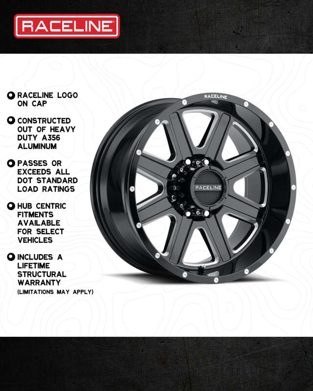 Raceline 940 Hostage Black & Milled | 17x9" +0mm | 6x139.7mm Wheel