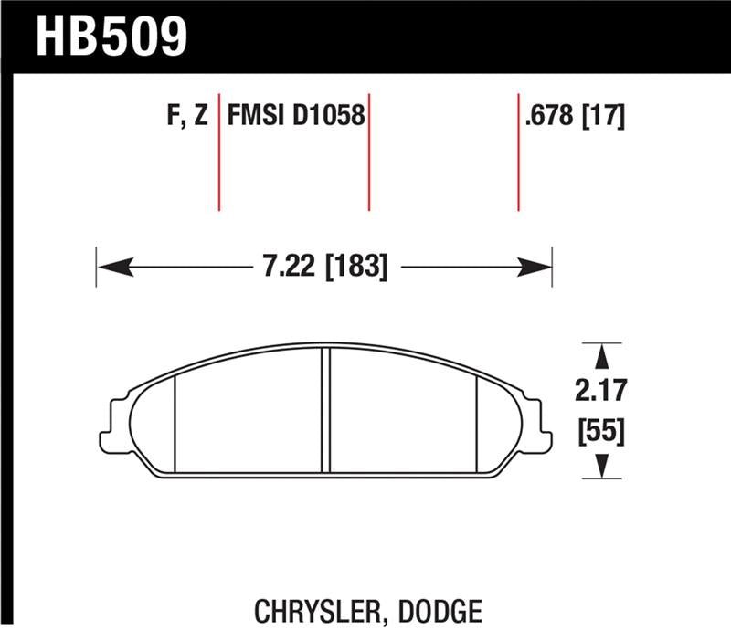 Hawk 05 Chrysler 300C w/ Perf. and HD Suspension HPS Street Front Brake Pads