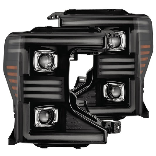 AlphaRex 20-22 Ford Super Duty PRO-Series Halogen Projector Headlights Black