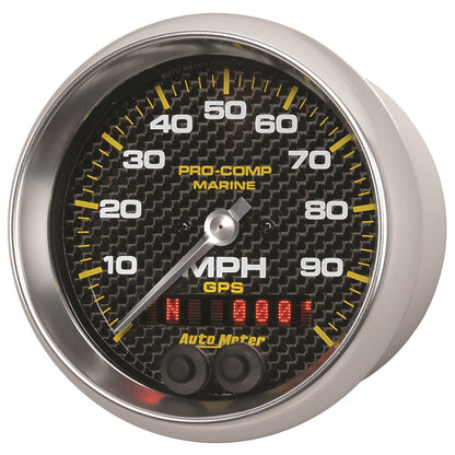 AutoMeter Marine Carbon Fiber 3-3/8in 100MPH GPS Speedometer Gauge (200636-40)