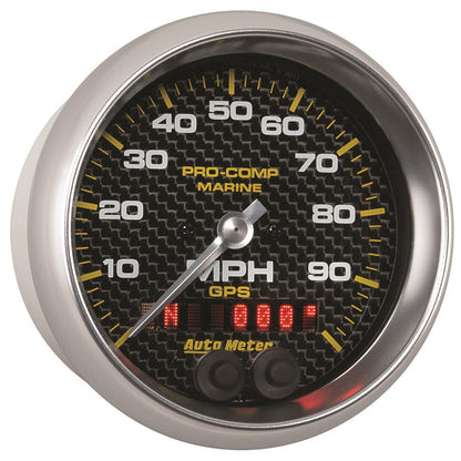 AutoMeter Marine Carbon Fiber 3-3/8in 100MPH GPS Speedometer Gauge (200636-40)