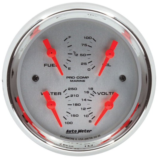 AutoMeter Marine Chrome 3-3/8in Gauge - 100PSI (200706-35)