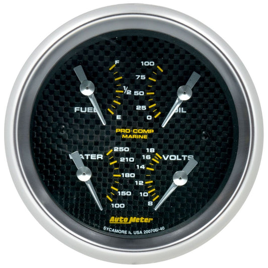 AutoMeter Marine Carbon Fiber 3-3/8in Gauge - 100PSI (200706-40)