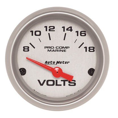 AutoMeter Voltmeter 2-1/16in 18V Electric Marine Silver Ultra-Lite Gauge (200756-33)