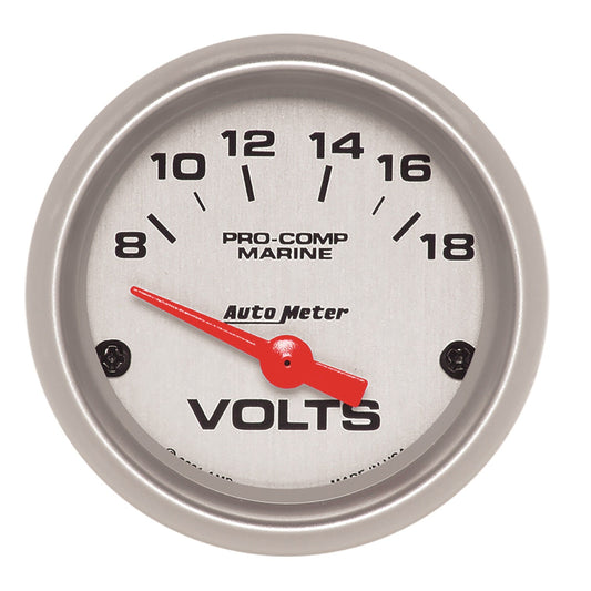 AutoMeter Voltmeter 2-1/16in 18V Electric Marine Silver Ultra-Lite Gauge (200756-33)