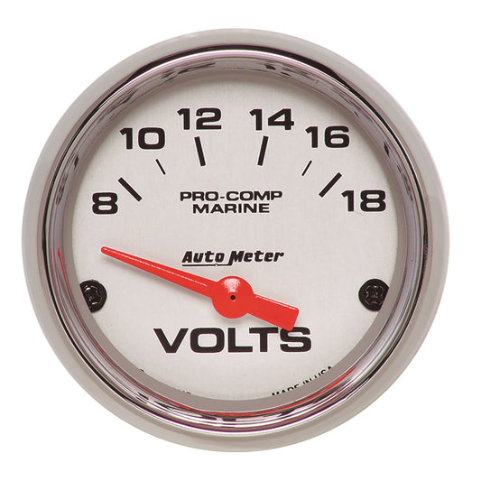 AutoMeter Marine Chrome Ultra-Lite 2-1/16in 18V Electric Voltmeter Gauge (200756-35)