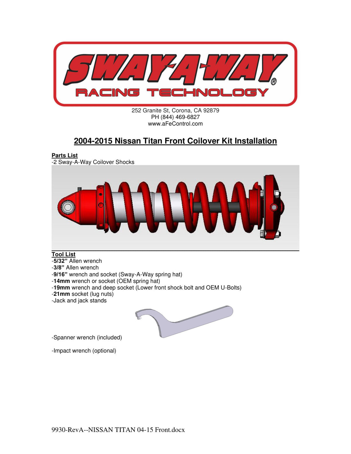 aFe 2.5in Front Coilover Kit | Nissan Titan (04-15) (201-5600-01)