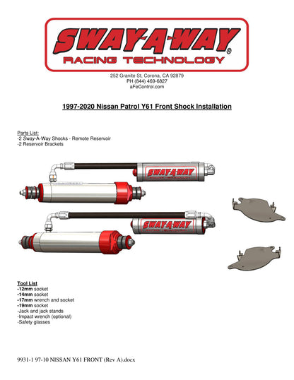 aFe Sway-A-Way 2.5in Front Shock Kit w/ Remote Reservoir | Nissan Patrol (97-17) (201-5600-05)
