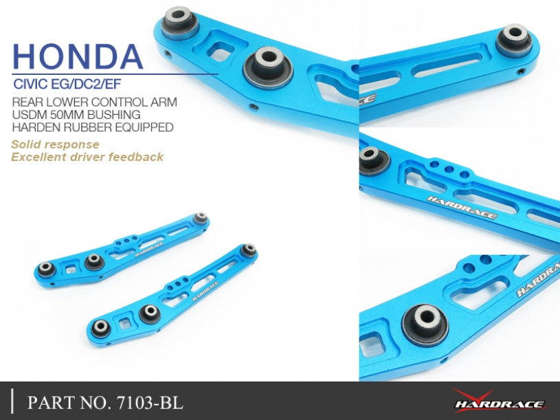 Hardrace Hardened Rubber Rear Lower Arm 50mm Honda Civic EG/DC2/EF 1992-1996 7103-BL