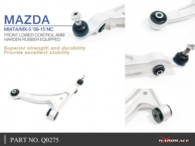 Hardrace Hardened Rubber Front Lower Control Arm Mazda Miata / MX-5 06-15 NC / RX-8 03-12
