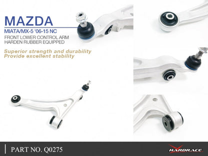 Hardrace Hardened Rubber Front Lower Control Arm Mazda Miata / MX-5 06-15 NC / RX-8 03-12