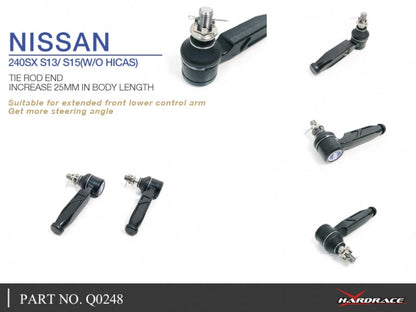 Hardrace Tie Rod Ends +25mm Nissan 240SX S13/S15(w/O Hicas) 1989-1994