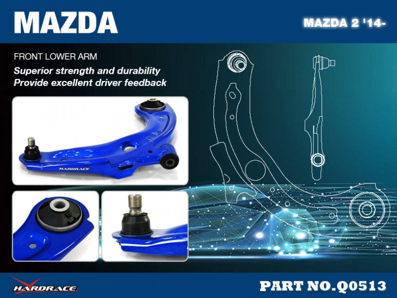 Hardrace Hardened Rubber Front Lower Control Arm Mazda 2/Demio 4th Dj 2014+