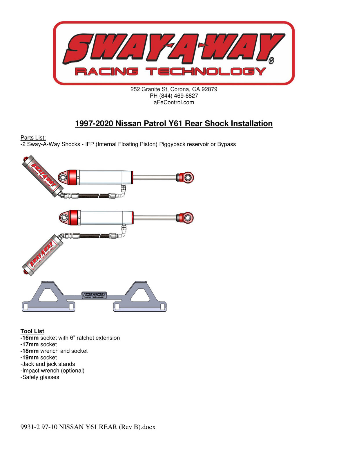 aFe Sway-A-Way 2.5in Rear Shock Kit w/ Remote Reservoir | Nissan Patrol (97-17) (202-0056-01)