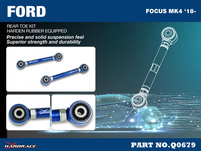 Hardrace Hardened Rubber Rear Toe Kit Ford Focus 19 MK4 W / Multi-Link Rear Suspension
