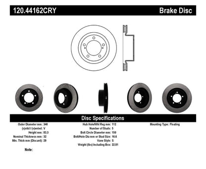 StopTech 120.44162CRY Cryo-Treated Disc Brake Rotor for 08-20 Land Cruiser