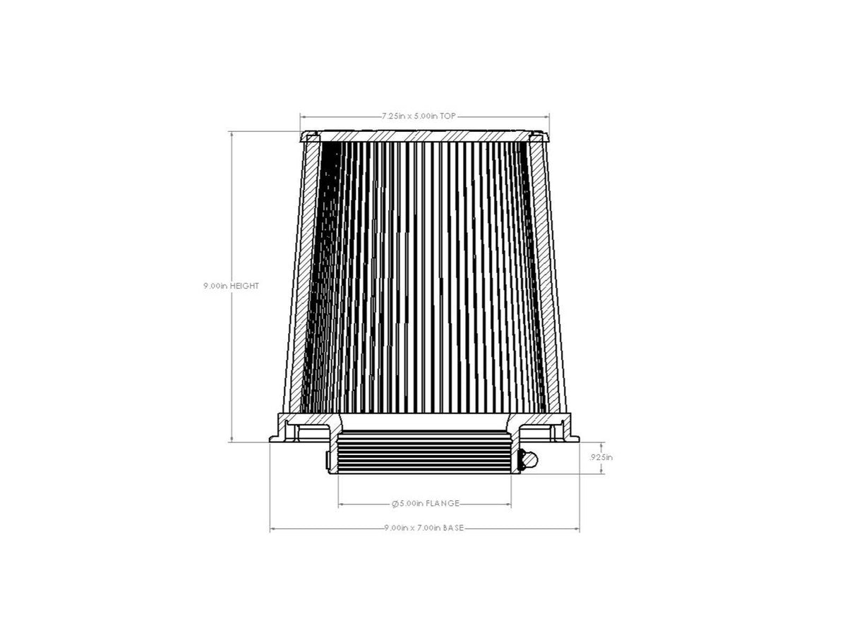 aFe Momentum Intake Replacement Filter w D2 Dura-Dry Media 5in F X (9x7)in B X (7-1/4x5)in T X 9in H