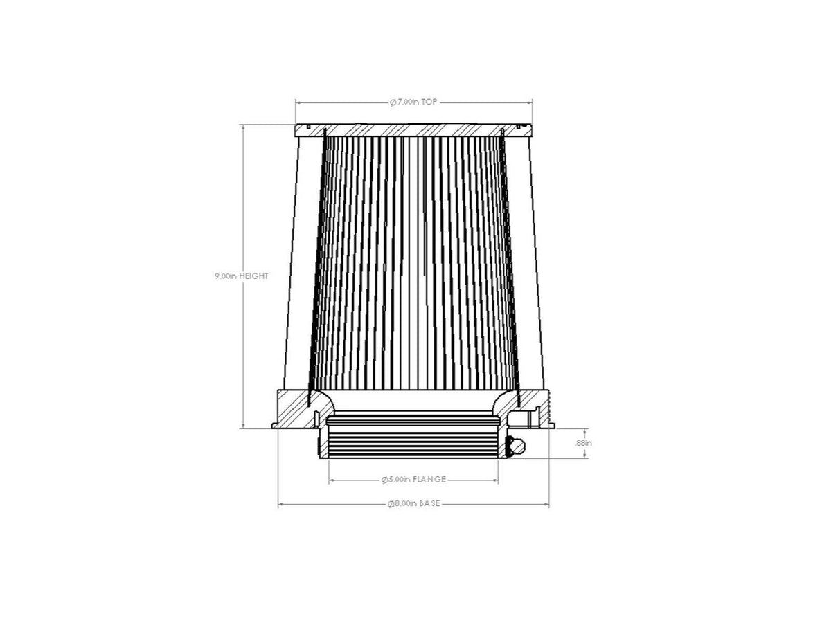 aFe Momentum Intake Replacement Air Filter w/ D2 Dura-Dry Media 5in Fx8in Bx7in Tx9in H