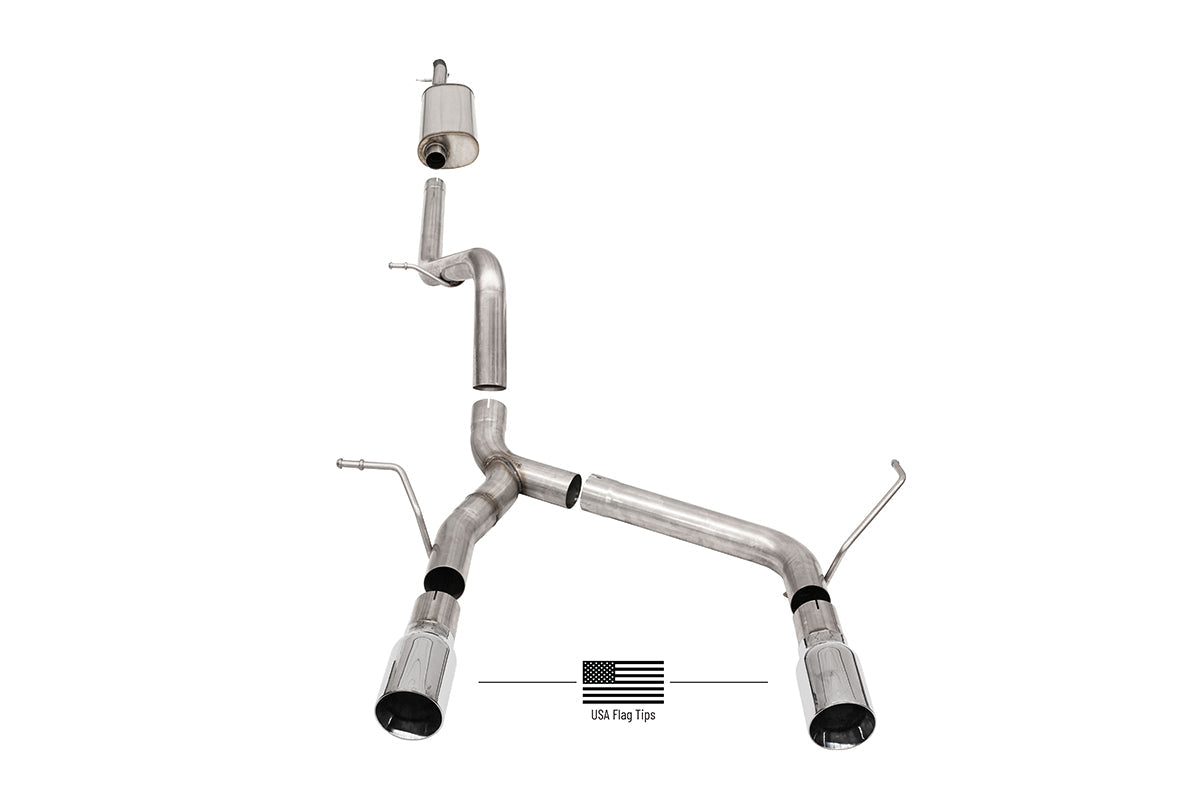 CORSA Sport / 2.75 in Cat-Back 4.0 in Single American Flag Tips | 2018-25 Jeep Wrangler JLU 3.6L (21124USA)