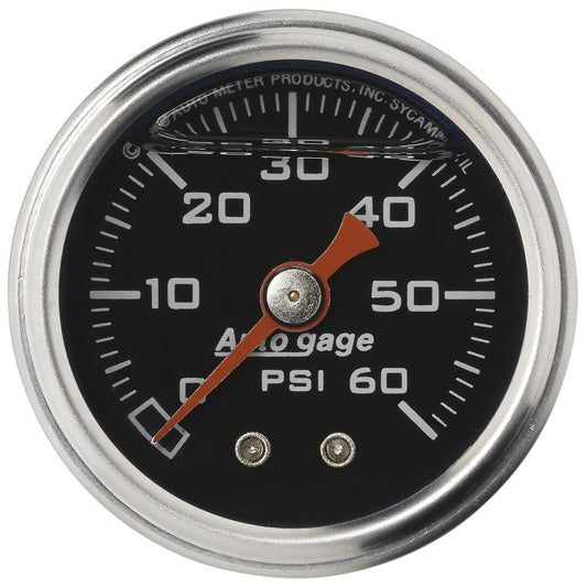 AutoMeter AutoGage 1.5in Liquid Filled Mechanical 0-60 PSI Fuel Pressure Gauge - Black (2173)