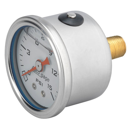 AutoMeter AutoGage 1.5in Liquid Filled Mechanical 0-15 PSI Fuel Pressure Gauge - White (2175)
