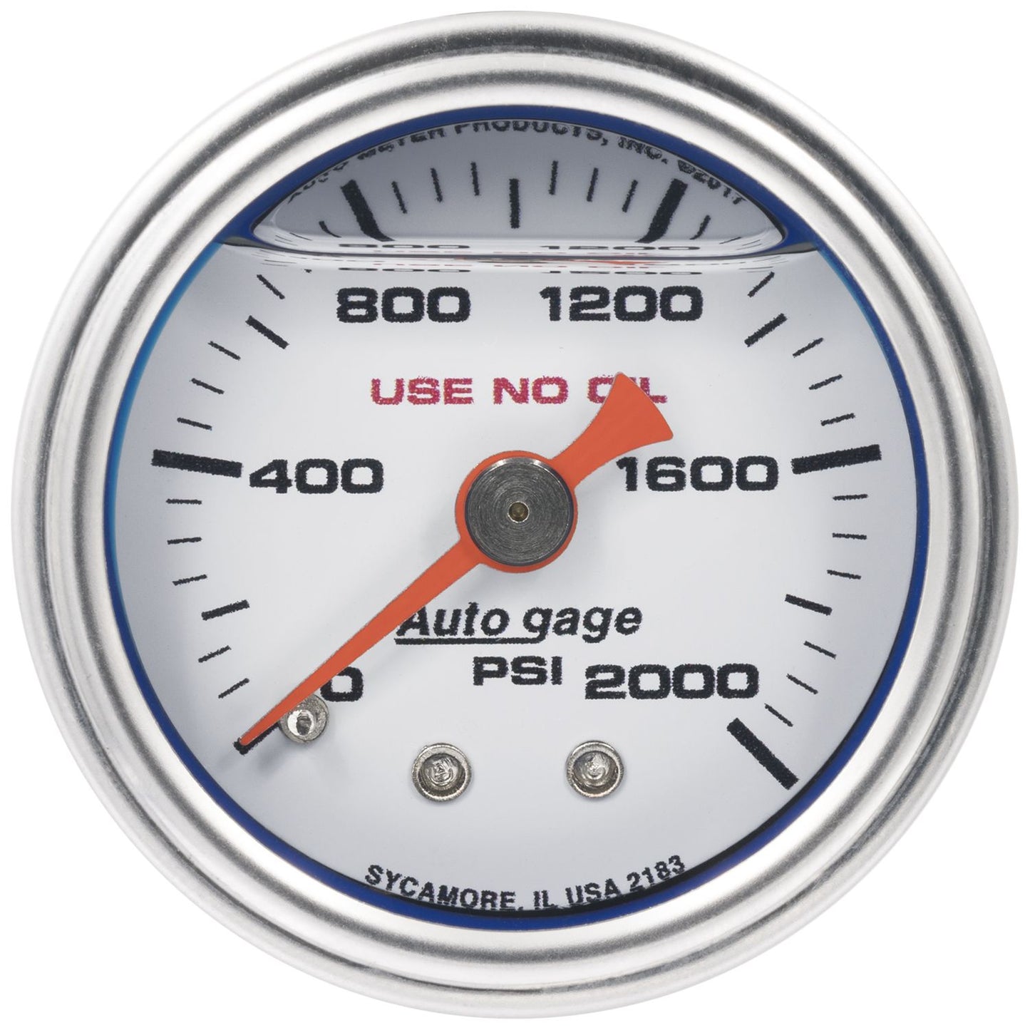 AutoMeter AutoGage 1.5in Liquid Filled Mechanical 0-2000 PSI Fuel Pressure Gauge - White (2183)