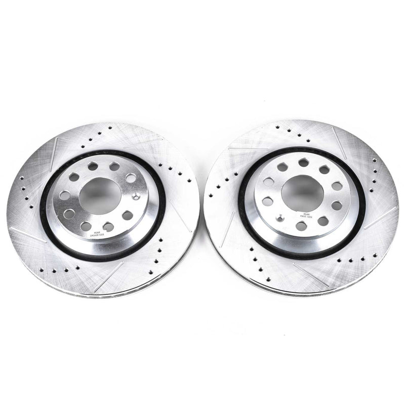 PowerStop Rear Drilled & Slotted Rotors | VW Golf GTI Mk8 / Audi RS3 (EBR1070XPR)