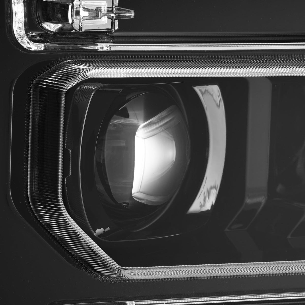 AlphaRex 23-26 Ford F-250 SD LUXX LED Proj Headlights Alpha Blk w/Activ Light/Seq Signal/Switchback