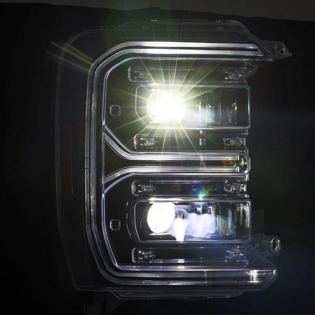 AlphaRex 23-26 Ford F-250 SD LUXX LED Proj Headlights Alpha Blk w/Activ Light/Seq Signal/Switchback
