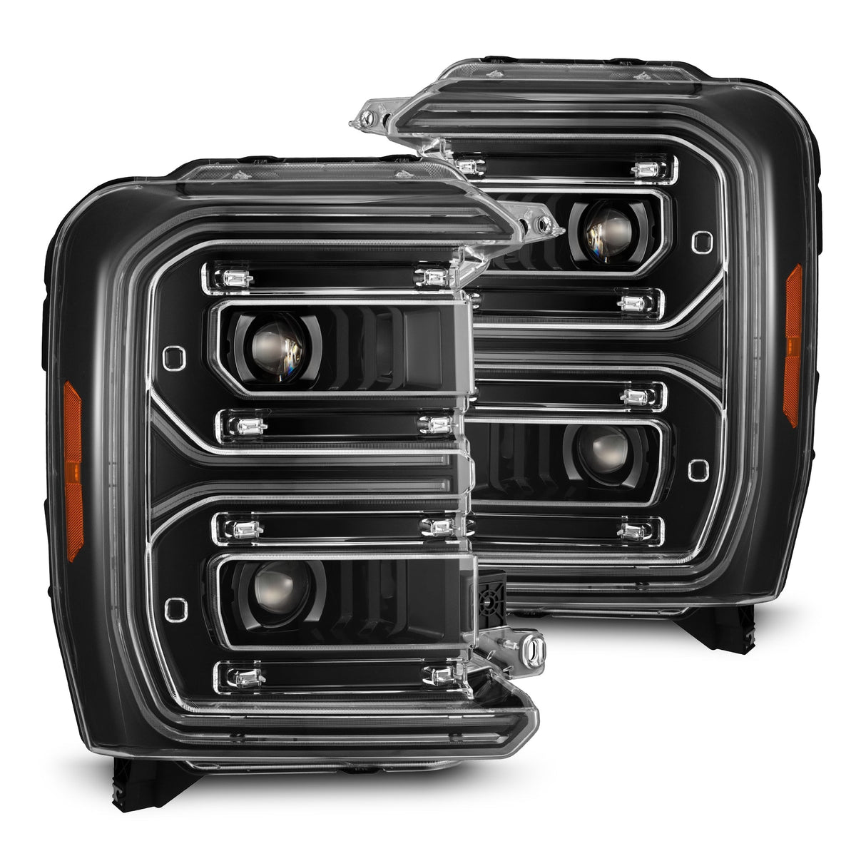 AlphaRex 23-26 Ford F-250 SD LUXX LED Proj Headlights Alpha Blk w/Activ Light/Seq Signal/Switchback