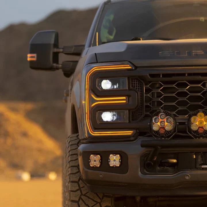 AlphaRex 23-26 Ford F-250 SD LUXX LED Proj Headlights Blk w/Activ Light/Seq Signal/Switchback