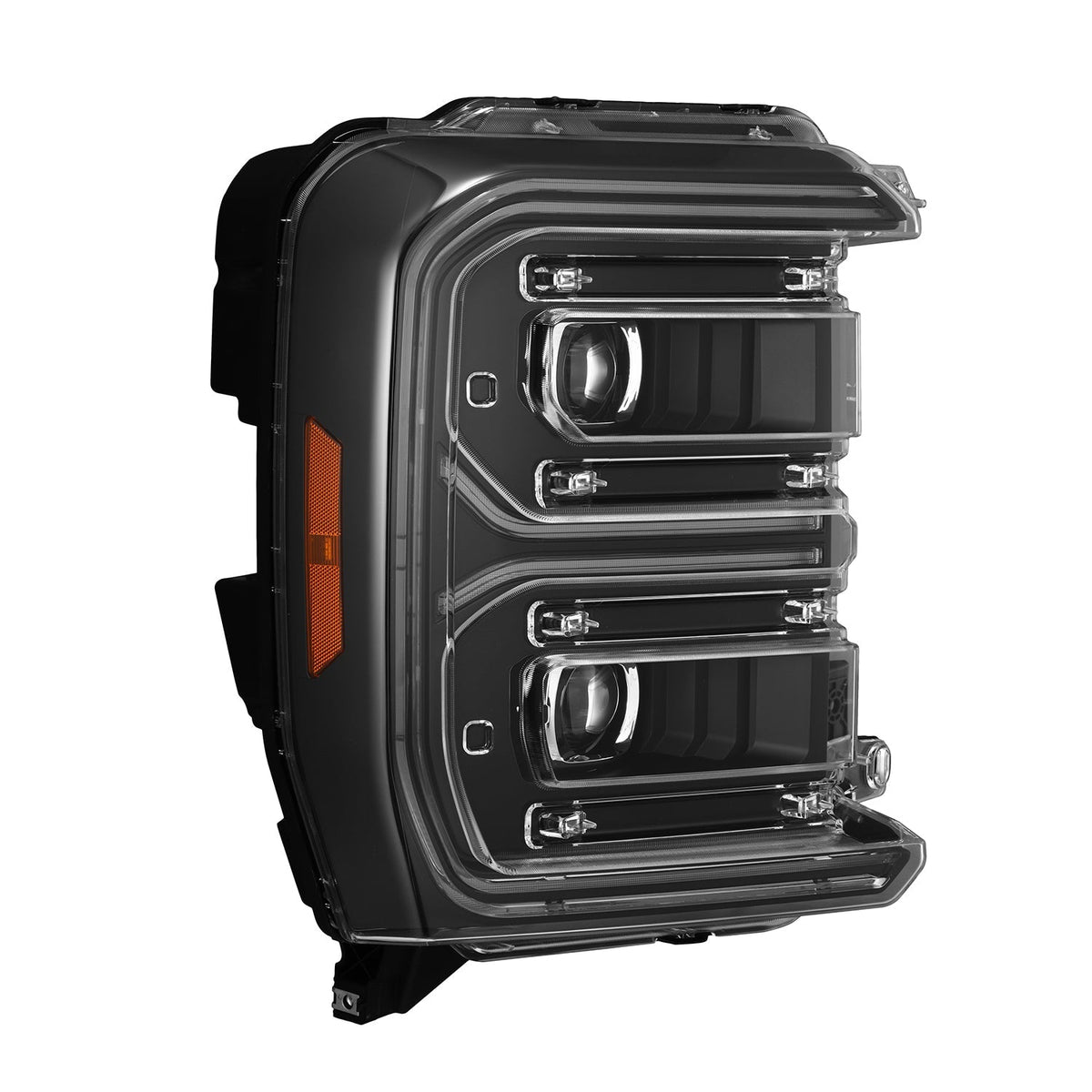 AlphaRex 23-26 Ford F-250 SD LUXX LED Proj Headlights Blk w/Activ Light/Seq Signal/Switchback