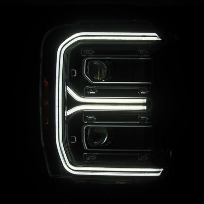 AlphaRex 23-26 Ford F-250 SD LUXX LED Proj Headlights Blk w/Activ Light/Seq Signal/Switchback