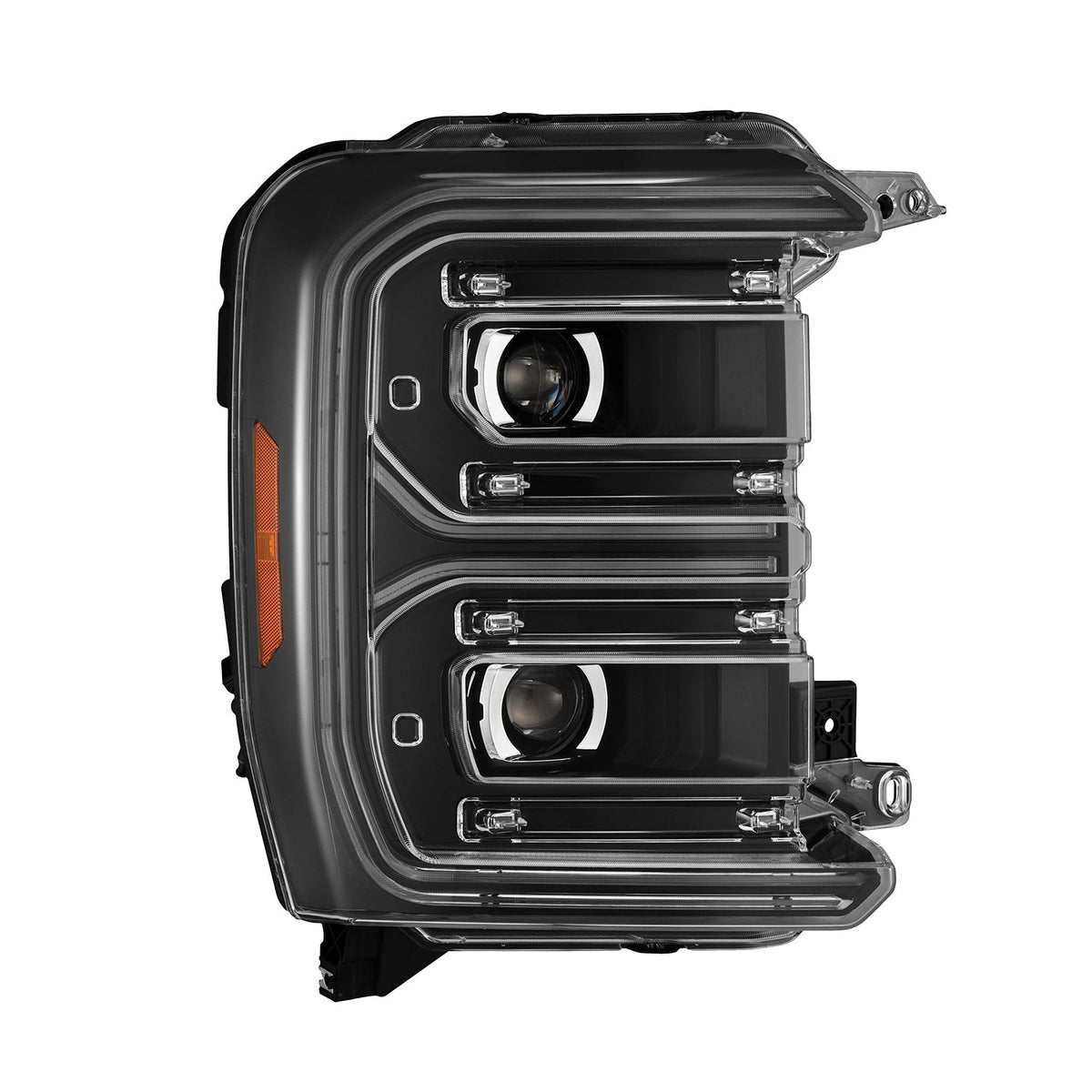AlphaRex 23-26 Ford F-250 SD LUXX LED Proj Headlights Blk w/Activ Light/Seq Signal/Switchback