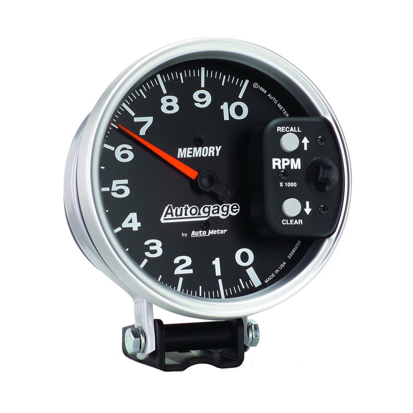 AutoMeter 5 inch 10,000 RPM w/ Peak Memory Pedestal Tachometer Auto Gage - Black (233902)