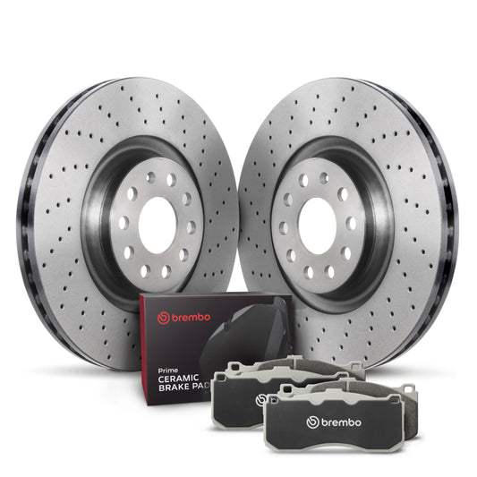 Brembo KTX0106 Drilled UV Coated Rotors and Ceramic Pads for 2008-2012 Audi S5